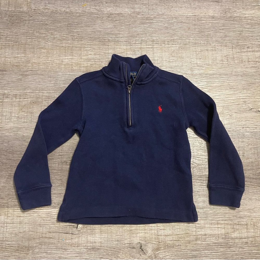 Polo Ralph Lauren Sweater Boys Navy 1/4 Zip Pullover Sweatshirt Pony Logo Sz 4T